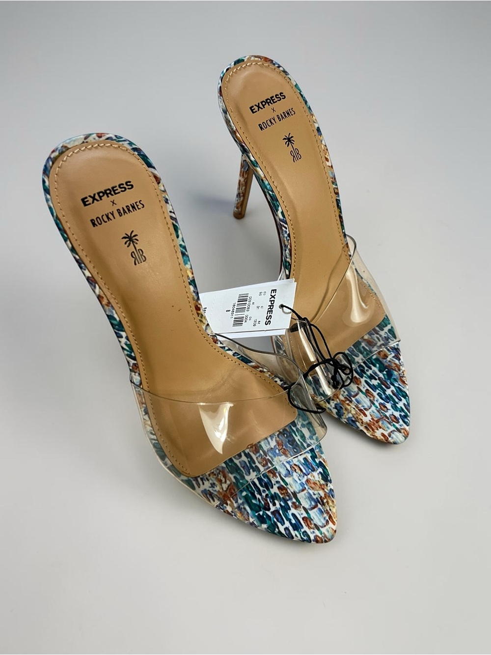 Express Multi Color Clear Heels-Size 8